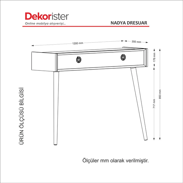 Dekorister Exclusive Nadya Dresuar Beyaz-Ceviz - 8