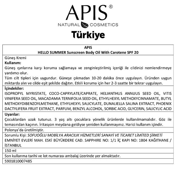 Güneş Kremi  - Karotenli SPF 20 - 150ml - 4