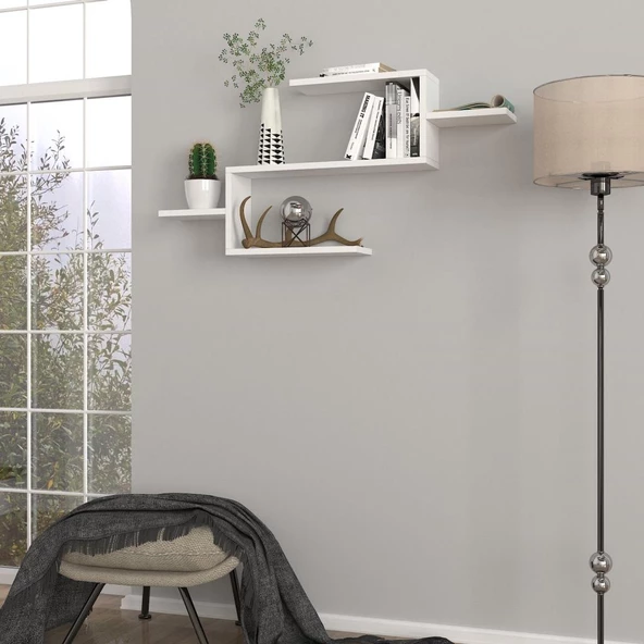 Dekorister Twist Duvar Rafı Beyaz
