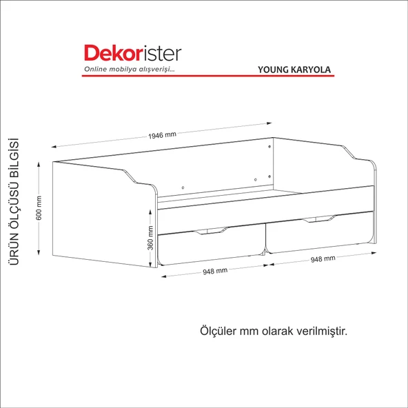 Dekorister Exclusive Young Karyola Beyaz - 90*190 cm - 9