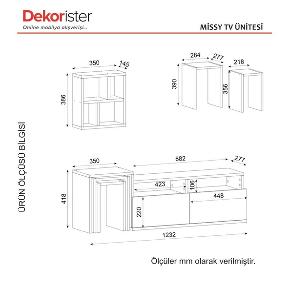 Dekorister Missy Tv Ünitesi Beyaz-Ceviz - 8