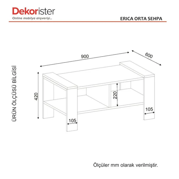 Dekorister Erica Orta Sehpa Beyaz-Ceviz - 7