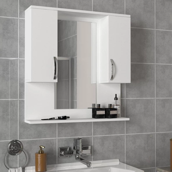 Dekorister Tiger Aynalı Banyo Etajer Beyaz - 2