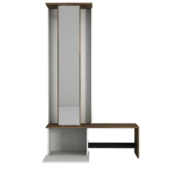 Dekorister Exclusive Ponte Aynalı Portmanto Beyaz-Ceviz - Resim 10