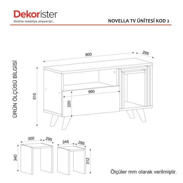 Dekorister Novella K2 Tv Ünitesi Beyaz-Ceviz - 4