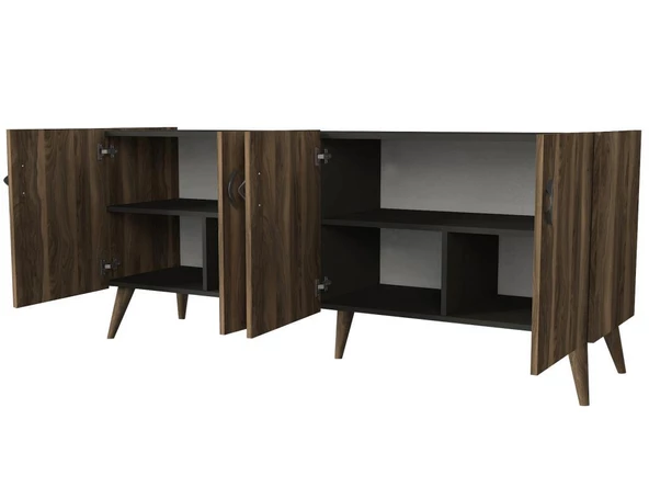 Dekorister Exclusive Wood Konsol Ceviz-Antrasit - 8
