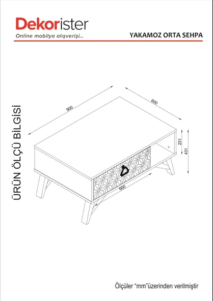 Dekorister Exclusive Yakamoz Orta Sehpa Ceviz - 8