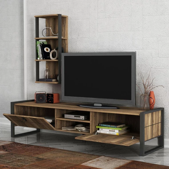 Dekorister Exclusive Lost Metal Tv Ünitesi Ceviz - Resim 3