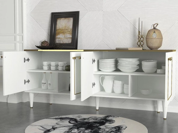 Dekorister Exclusive Ravenna Konsol Beyaz-Mermer - 3
