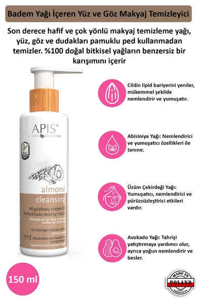 Yüz ve Göz Makyaj Temizleyici - Badem Yağlı - 150ml - 2