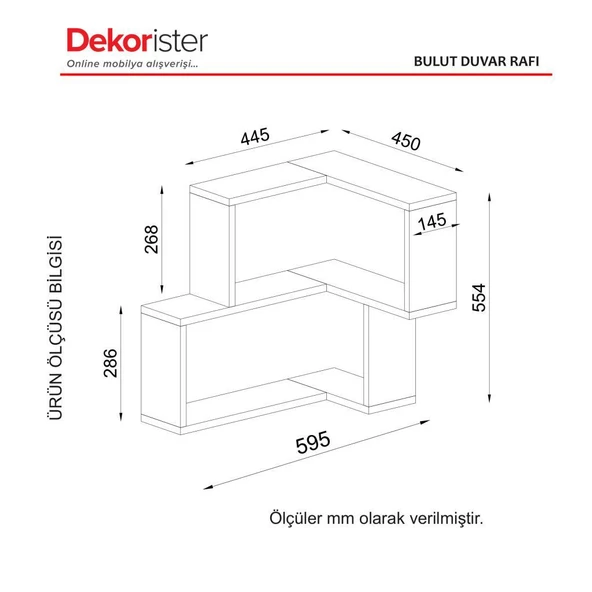 Dekorister Bulut Köşe Duvar Rafı Beyaz - 5