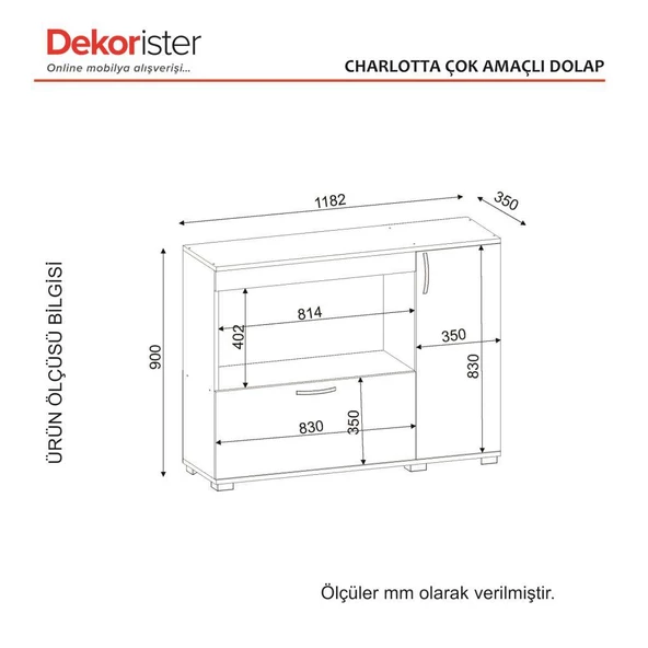 Dekorister Charlotta Çok Amaçlı Dolap Mikro Dalga Dolabı Beyaz-Cordoba - 8