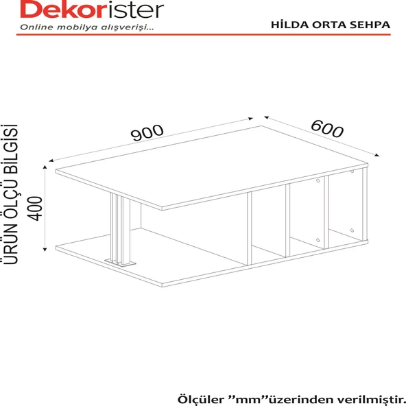 Dekorister Exclusive Hilda Orta Sehpa Ceviz-Siyah - 6