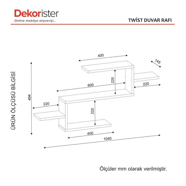 Dekorister Twist Duvar Rafı Beyaz - 4