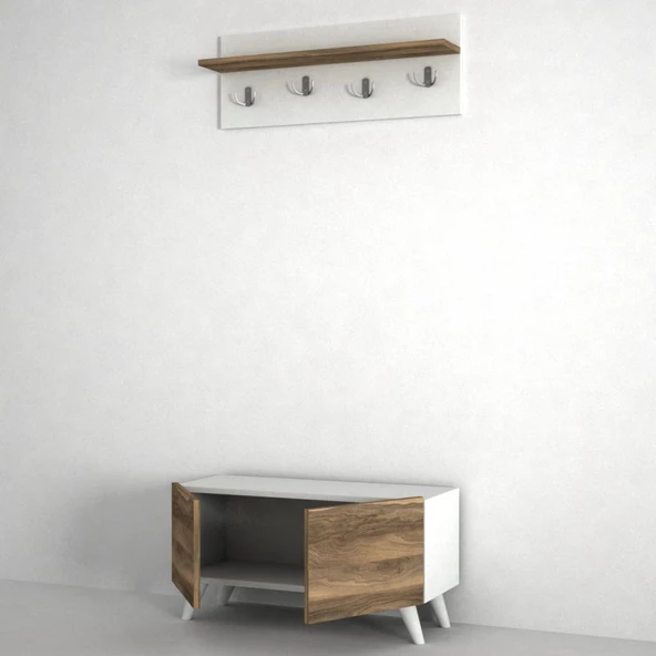 Dekorister Lores Portmanto Beyaz-Ceviz - 5