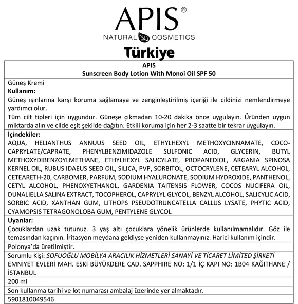 Güneş Kremi - 50 SPF - Monoi Yağlı - 200ml - 4