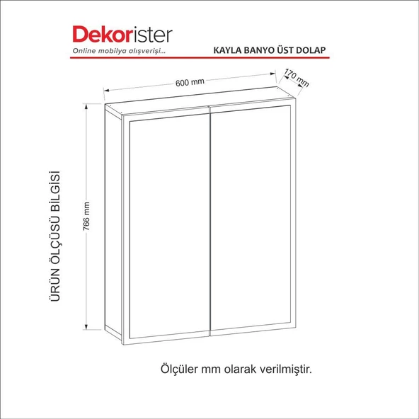 Dekorister Kayla Banyo Üst Dolabı Beyaz - 6