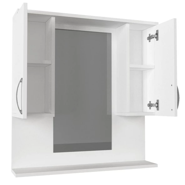 Dekorister Tiger Aynalı Banyo Etajer Beyaz - 5