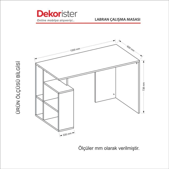 Dekorister Labran Çalışma Masası Beyaz-Cordoba - 8