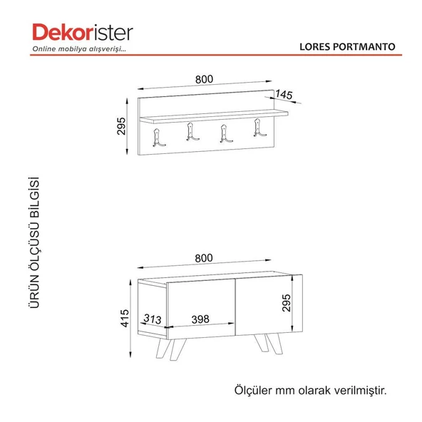 Dekorister Lores Portmanto Beyaz-Ceviz - 6