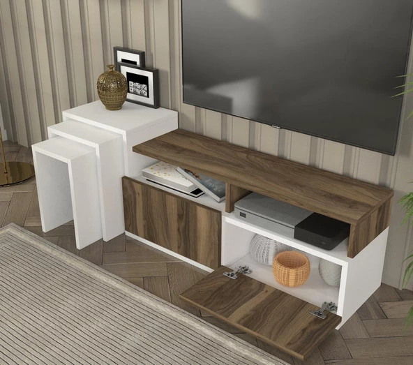 Dekorister Missy Tv Ünitesi Beyaz-Ceviz - 5