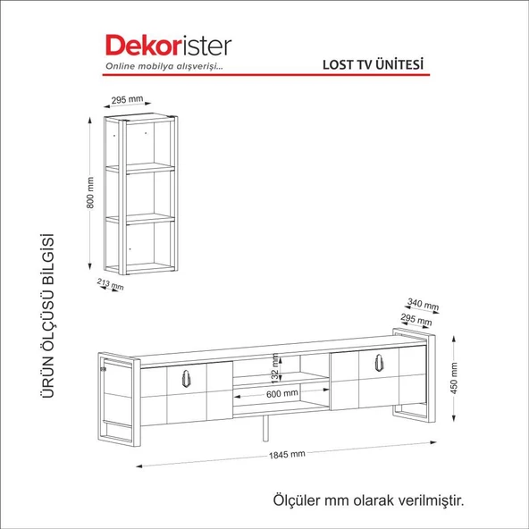 Dekorister Exclusive Lost Metal Tv Ünitesi Ceviz - Resim 8