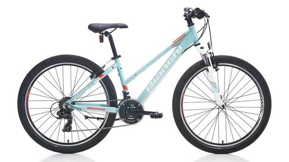 Bianchi Aspid 25 V Fren 21 Vites 24 Jant Bayan Dağ Bisikleti Açık Mavi Beyaz Mercan 33 Kadro