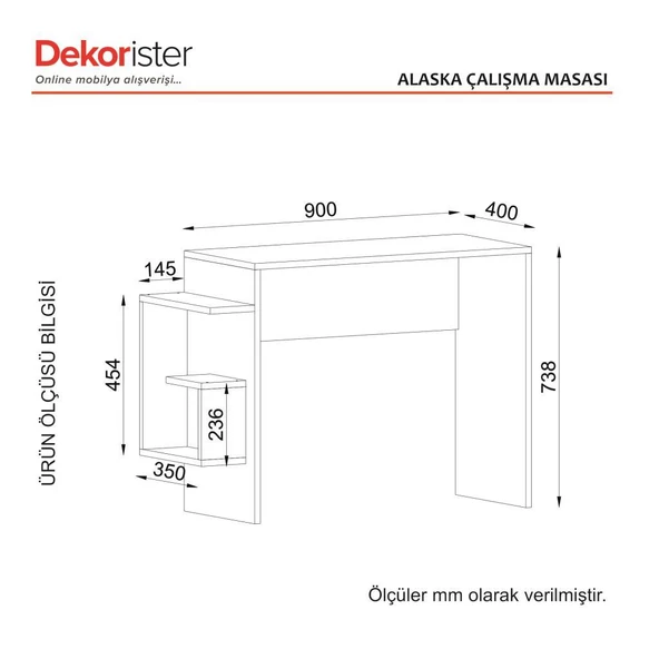 Dekorister Alaska Çalışma Masası Beyaz - 4