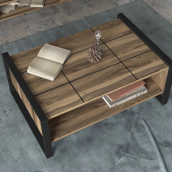 Dekorister Exclusive Lost Metal Orta Sehpa Ceviz - 4