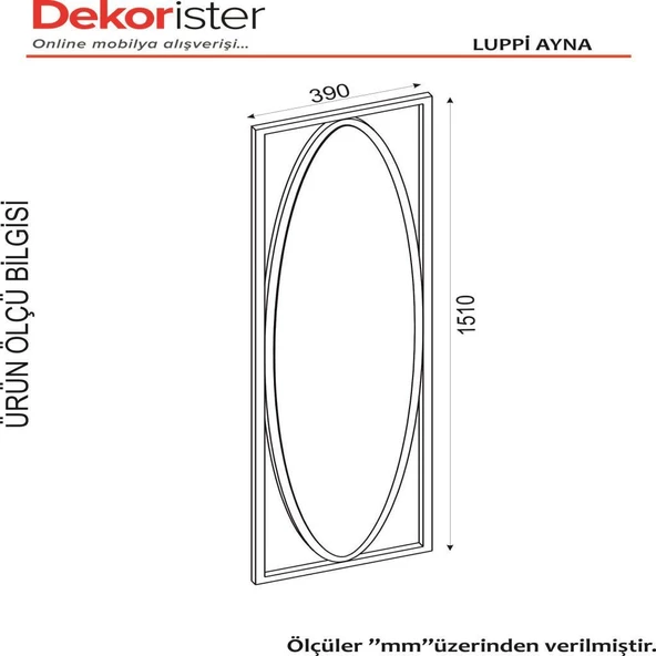 Dekorister Exclusive Luppi Dekoratif Metal Çerçeve Boy Aynası - 7