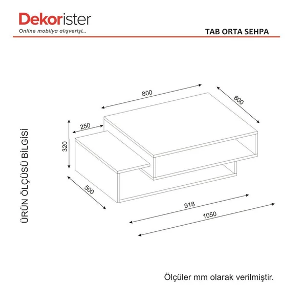 Dekorister Tab Orta Sehpa Beyaz-Ceviz - 8