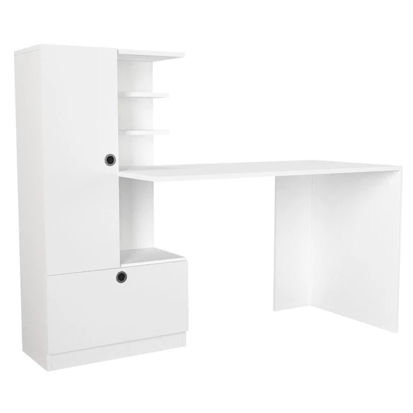 Dekorister Domingos Kitaplıklı Çalışma Masası Beyaz - 6
