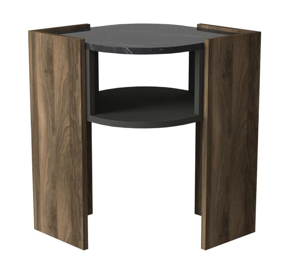 Dekorister Exclusive Marbel Koltuk Yan Sehpa Ceviz-Mermer - 4