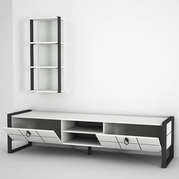 Dekorister Exclusive Lost Metal Tv Ünitesi Beyaz - Resim 5