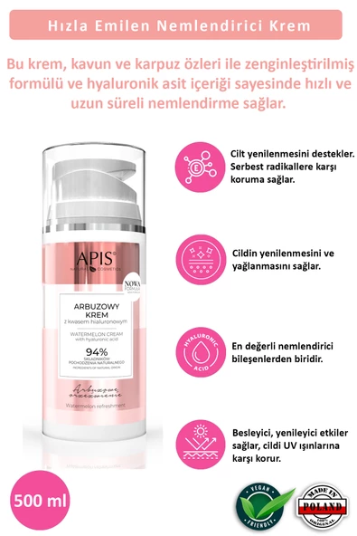 Nemlendirici Krem Karpuz ve Hyaluronik Asit  SPF 15 - 100ml