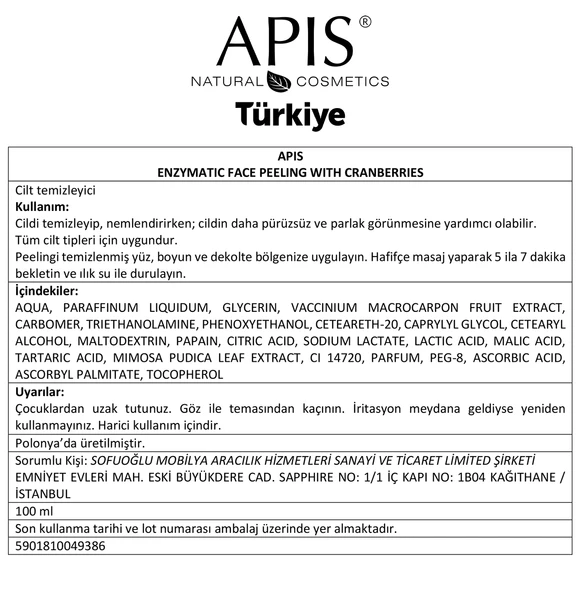 Kızılcık İçeren Enzimatik Yüz Peelingi - 100ml - 2