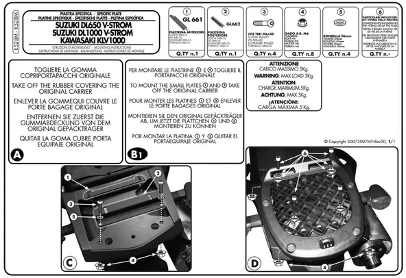 GIVIE528MSUZUKIDL650-1000V-STROM(02-11)-KAWASAKIKLV1000(04-10)ARKAÇANTATAŞIYICI