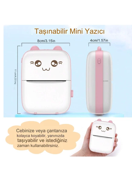 Çizilmeye Dayanıklı Geniş Uygulamaya Sahip Kompakt Termal Yazıcı Günlük Kayıt Eğlence Pembe - 4