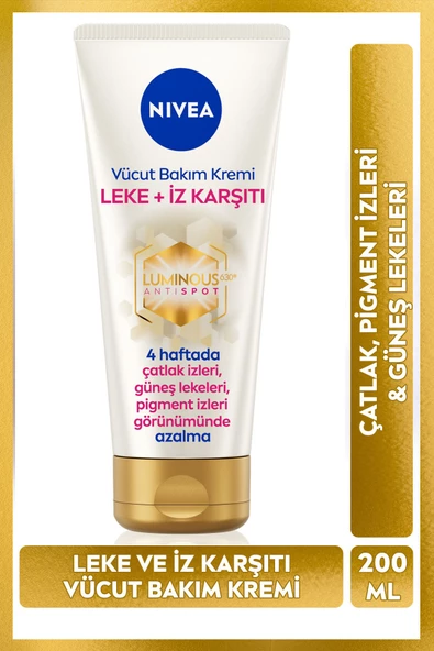 Nivea Luminous630 Leke Ve İz Karşıtı Vücut Bakım Kremi 200ml, Çatlak Ve Güneş Lekesi, 48 Saat Nemlendirici