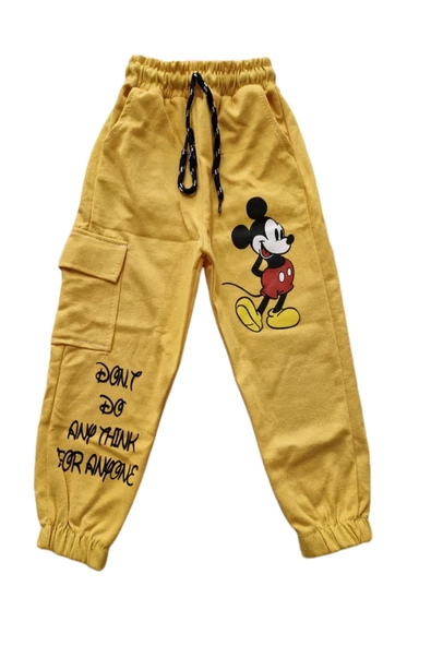 Kız Çocuk Kargo Ve Yan Cepli Baskılı Eşofman Altı - 3