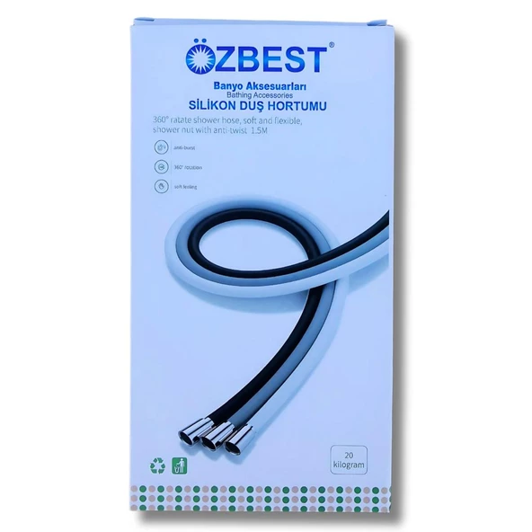 Özbest Silikonlu Duş Hortumu Beyaz 1.5m