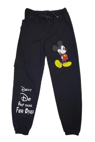 Kız Çocuk Kargo Ve Yan Cepli Baskılı Eşofman Altı - 2