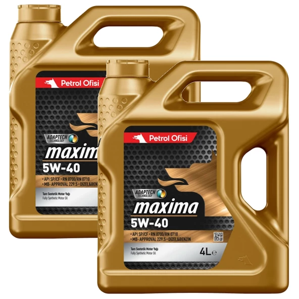 Petrol Ofisi Maxima 5W-40 Tam Sentetik Motor Yağı 2 x 4 Litre