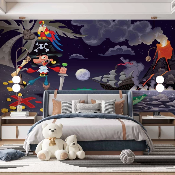 Korsan Adası Gece Çocuk Odası Duvar Kağıdı Baskı - Resim 2