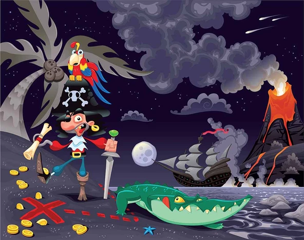 Korsan Adası Gece Çocuk Odası Duvar Kağıdı Baskı - Resim 4