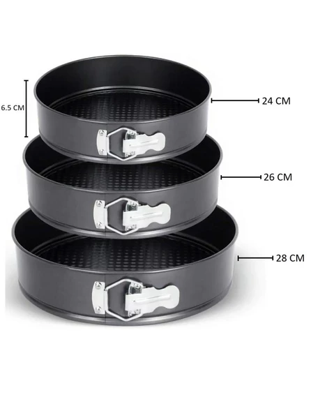 Kapris 3 Lü Kelepçeli Kek Kalıbı Seti 24-26-28 Cm KAP-520 - 4