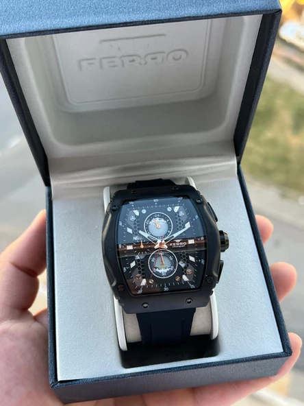 Ferro Silikon Kordon İç Fonksiyonları Aktif 30 Mt Suya Dayanıklı Erkek Kol Saat EFM.31346-H ürün görseli 1