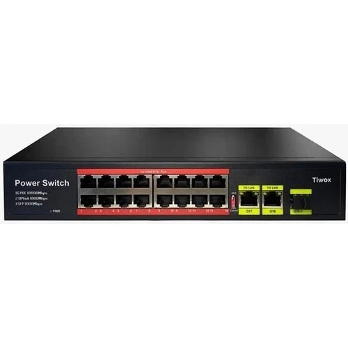 TIWOX TP-1621SFP 16 PORT 10/100 16 PORT POE 2XGE UPLINK + 1 SFP 200W YONETILEMEZ RACK MOUNT SWITCH