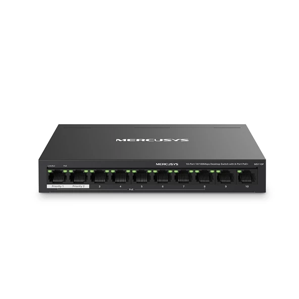 TP-LINK MERCUSYS MS110P 10 PORT 10/100 8 PORT POE+ YONETILEMEZ DESKTOP SWITCH METAL KASA