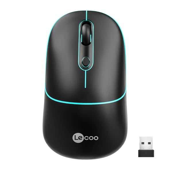 LECOO WS210 BLUETOOTH / WIRELESS 1600 DPI SİYAH MOUSE 2.4 GHZ / ŞARJLI